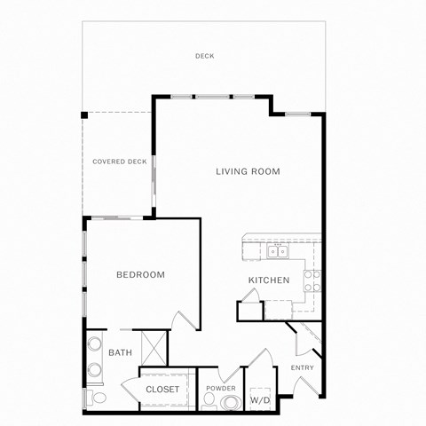 Floor plan for 1 bed, 1 bath, 898 sqft